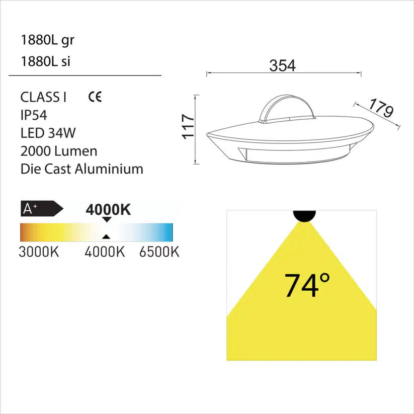 Lutec Wall Light-1880L Dimenions