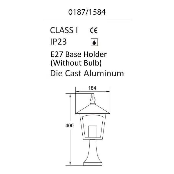 Lutec  Outdoor Light-1584 Dimensions