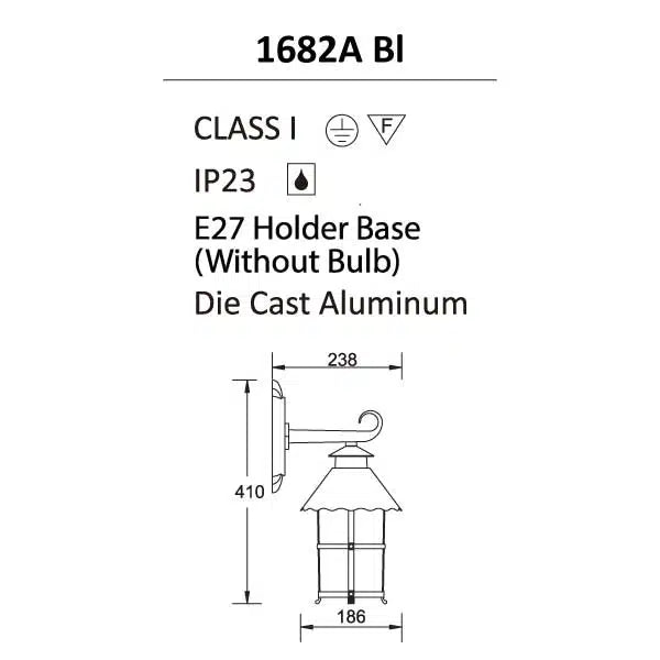 Vila Outdoor Wal Light Dimensions.