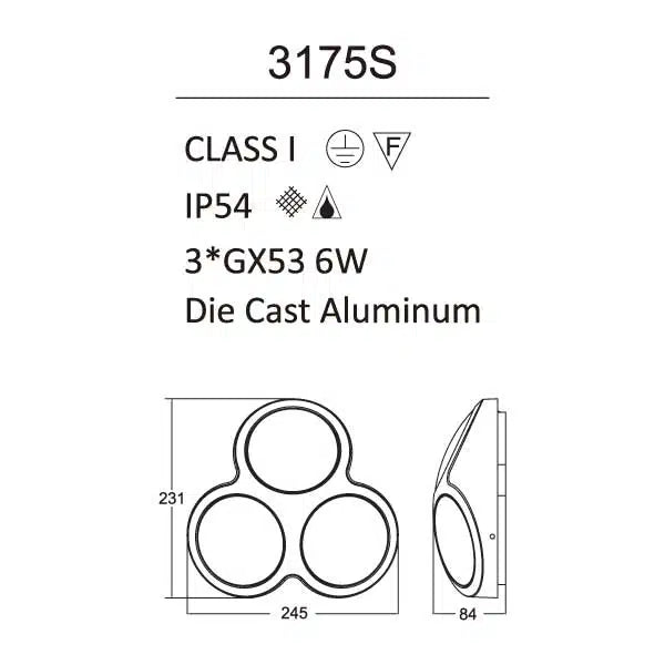 Lutec Outdoor Light-3175S Dimensions