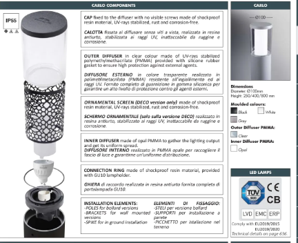 Carlo Deco Bollard Lantern Details