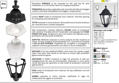 Fumagalli Noemi Lantern Material Details  