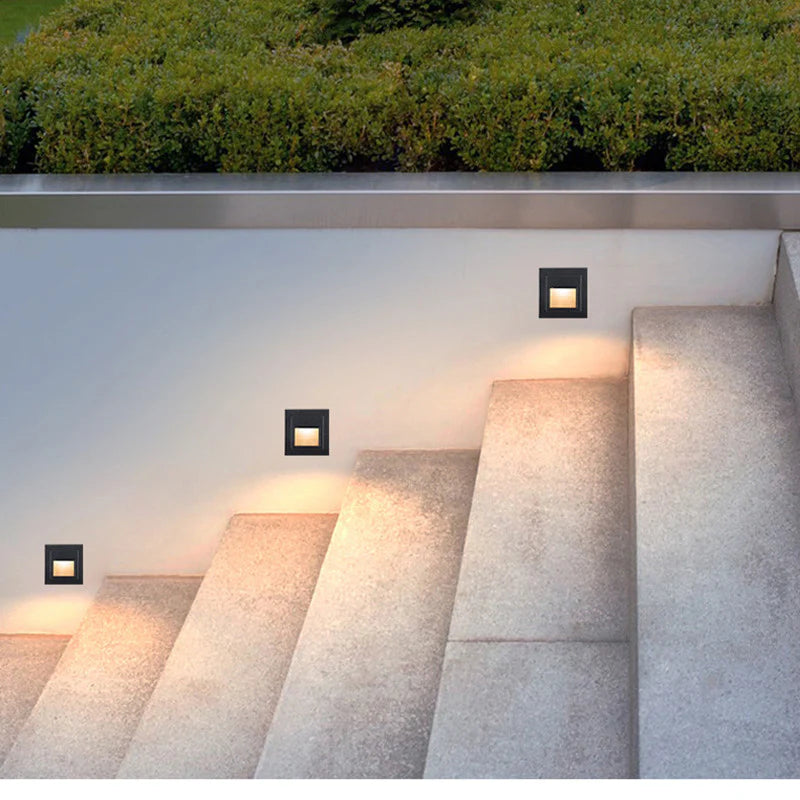 Square Recessed W/p  LED Step Light